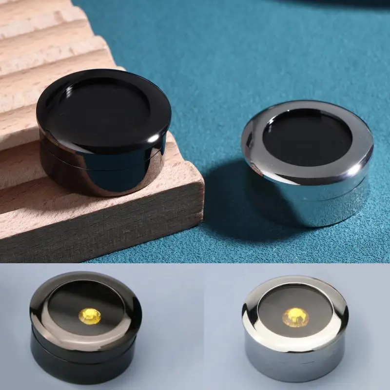 Stone Jewelry Display Box Round Gem Storage Case Metal Edge Gift Packaging SStore Organizer for Collection Show