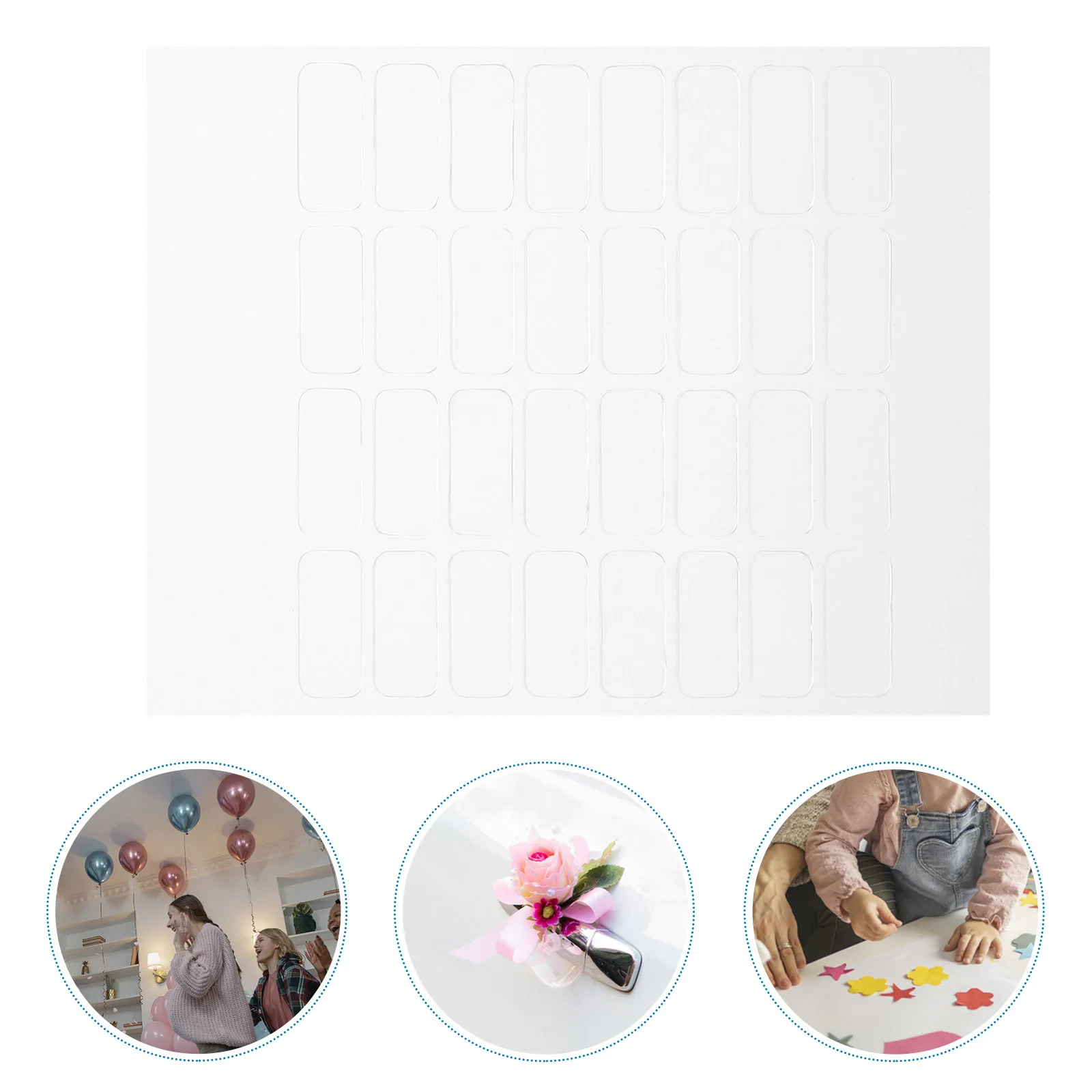 

64Pcs Removable Double Sided Clear Adhesive Stickers Strong Tape for Party Balloon Decoration Craft Adhesive Stickers