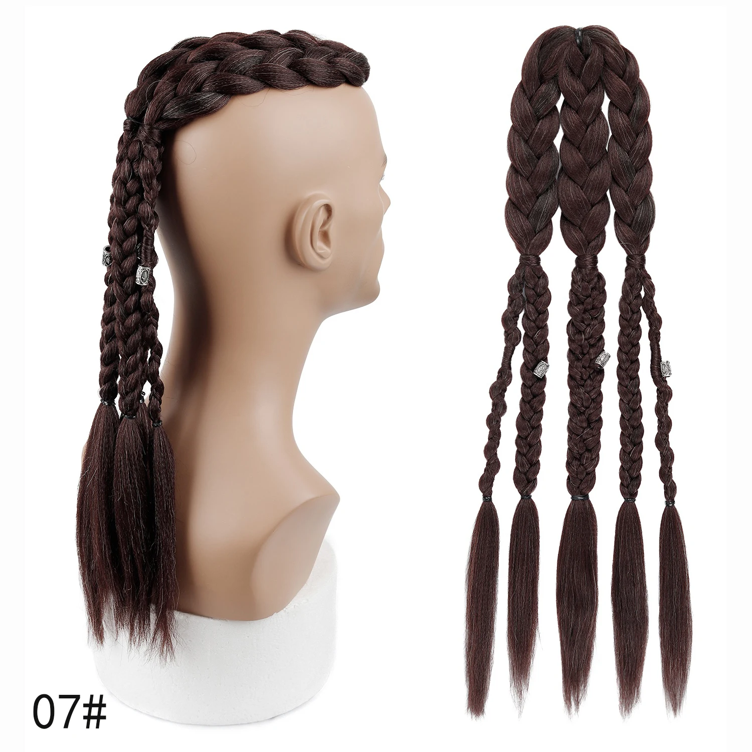 Men's Viking Mohawk Cornrow Braided Ponytail Wig