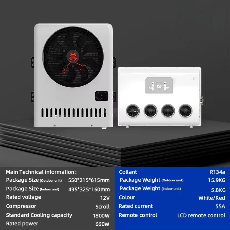 مكيفات هواء سبليت 12 فولت تيار مستمر للتحكم عن بعد لشاحنة تخييم سيارة RV #2