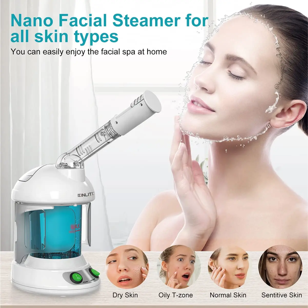 

Facial Steamer Ozone Steamer Rotatable Arm Humidifier Unclogs Pores Blackheads Portable Facial Steamer for Personal Care Use
