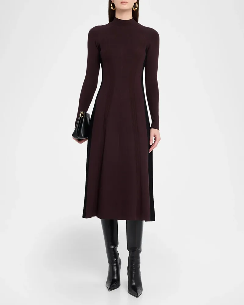 UK Fashion R Boutique Color Block Sleeves  Slim & Flare Midi Dress  Size XS-L