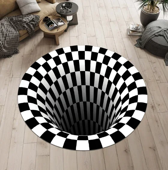 Optical Illusion Rug 3D Vortex Pattern Round Modern Design Living Room Bedroom Home Decoration Carpets