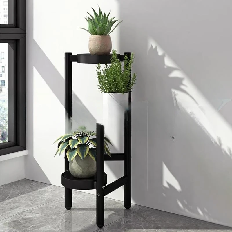 

Plant Stand Flower Storage Rack Balcony Multi-layer Floor Stand Iron Art Indoor Flower Pot Rack Bonsai Display 3/4 Pot