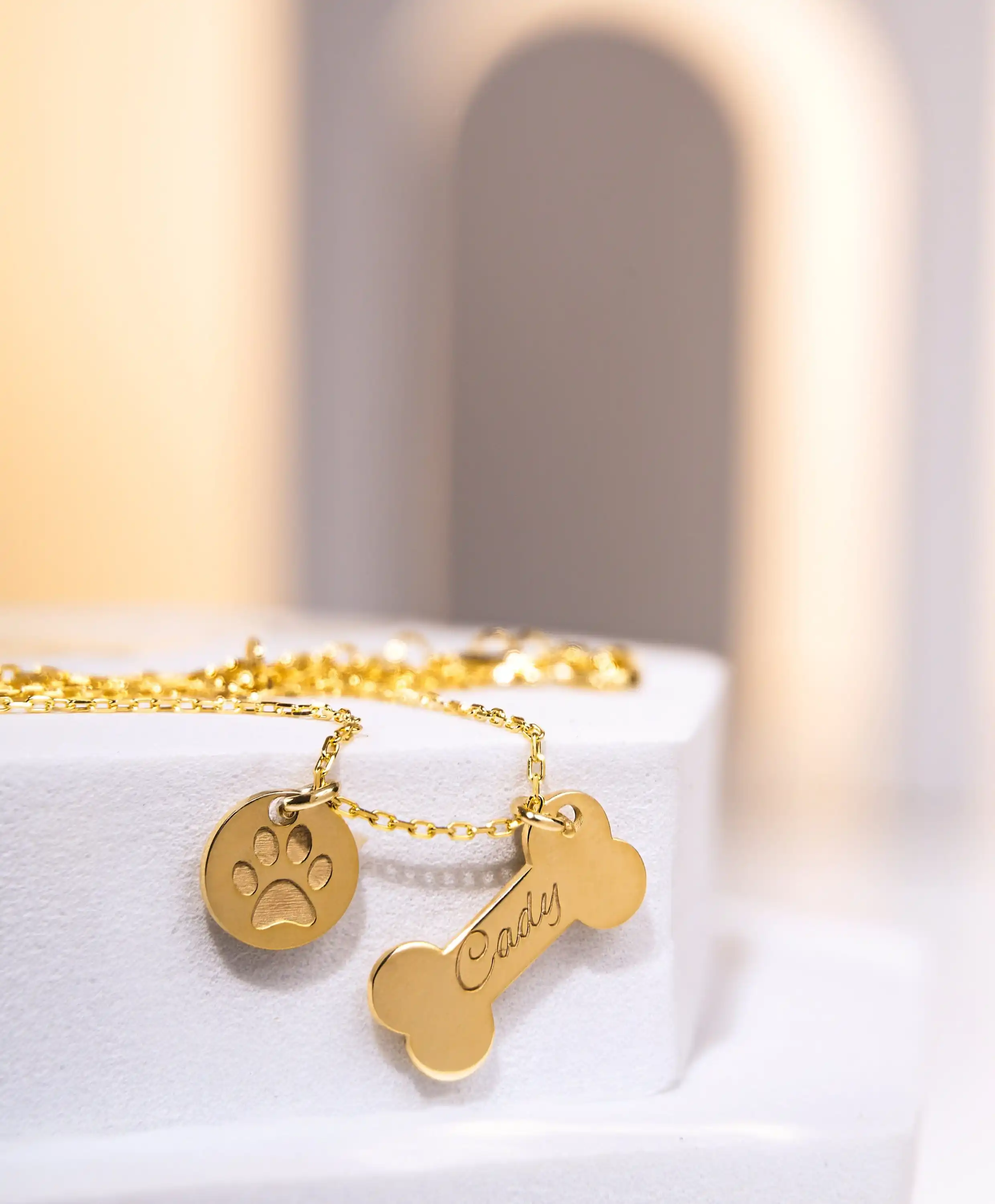 Dog Paw Bone Name Necklace Customized High Quality Stainless Steel 18K Gold Plated Multi Name Pendant Best Holiday Gift For Her