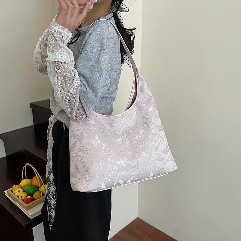 

2025 Women's Chinese Style Shoulder Bag Modern Design Summer Fresh Release Spacious Simple Versatile Handbag for Everyday