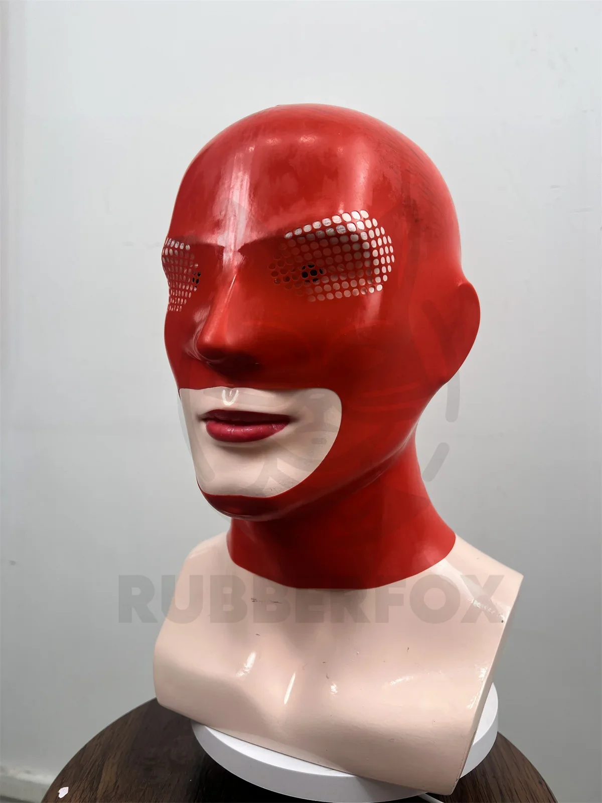 

Латексный резиновый капюшон - фетиш-маска для костюма, красная гладкая отделка, бесшовная фетиш-маска, бесшовный капюшон, фетиш-горщит