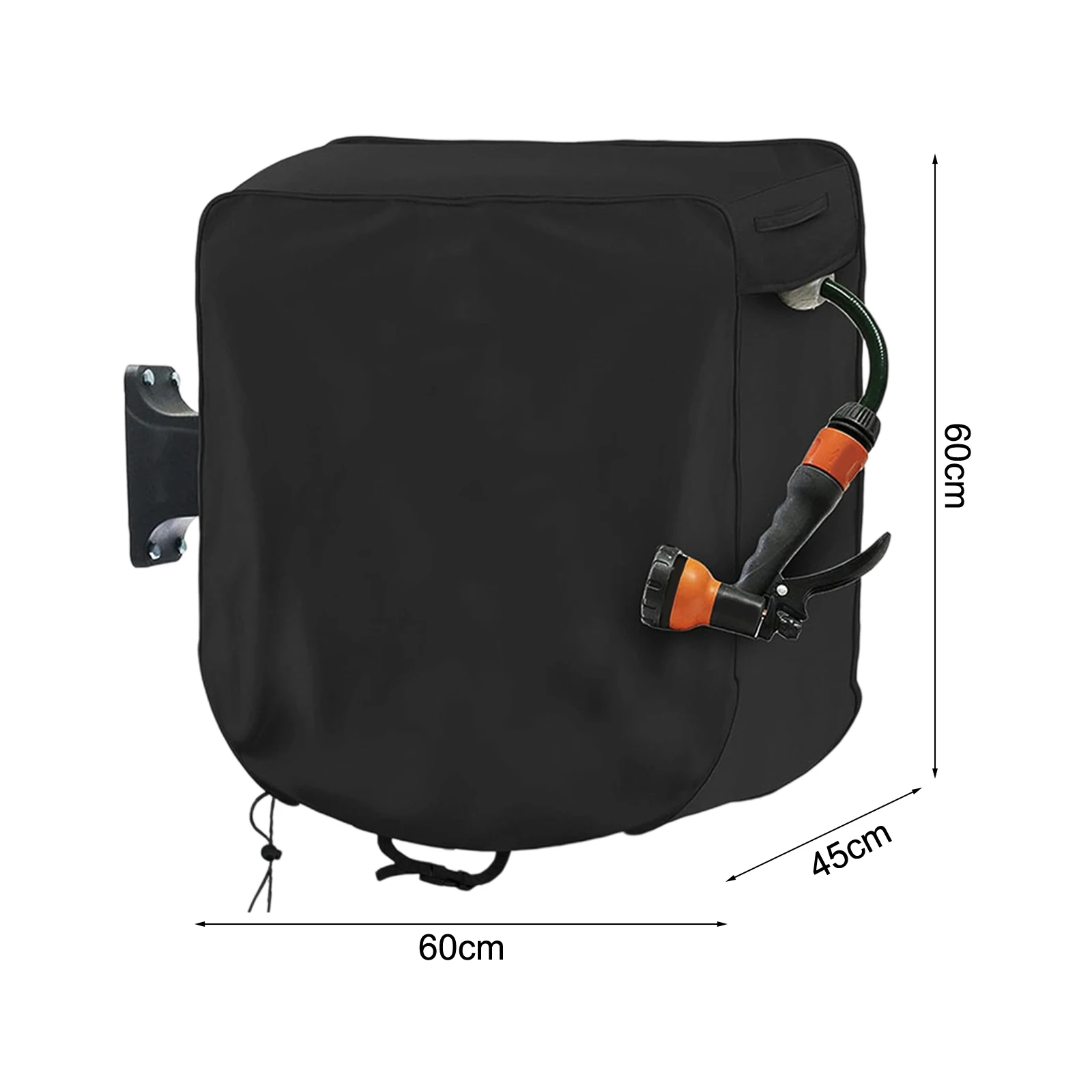 

Wall Mounted Hose Reel Protective Cover Made with Oxford Fabric and Urethane Coating for Weather Resistant Outdoor Hose Storage