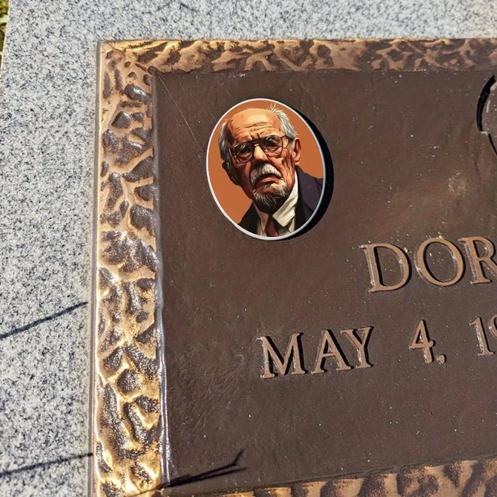 2D Flat Not 3D 1pc Custom Photo Memorial Headstone Tile Customizable Cemetery Decorations for Grave Memorial Day gift.