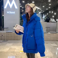 Women Winter 2023 New Streetwear Korean Fashion Thicken Warm Jackets Lady Casual Solid Coat Elegant Oversize Cotton