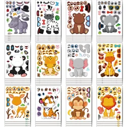 Make a face Stickers for Kids Toddlers Cartoon Safaris Animals Puzzle Stickers DIY Crafts Children's Enlightenment Cognition Toy