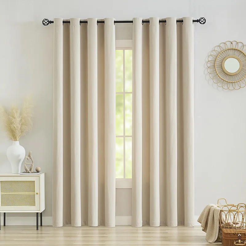 85% Room Darkening Light Blocking Thermal Insulated Drapes for Bedroom/Living Room Herringbone Flannel Textured Heavy Curtains