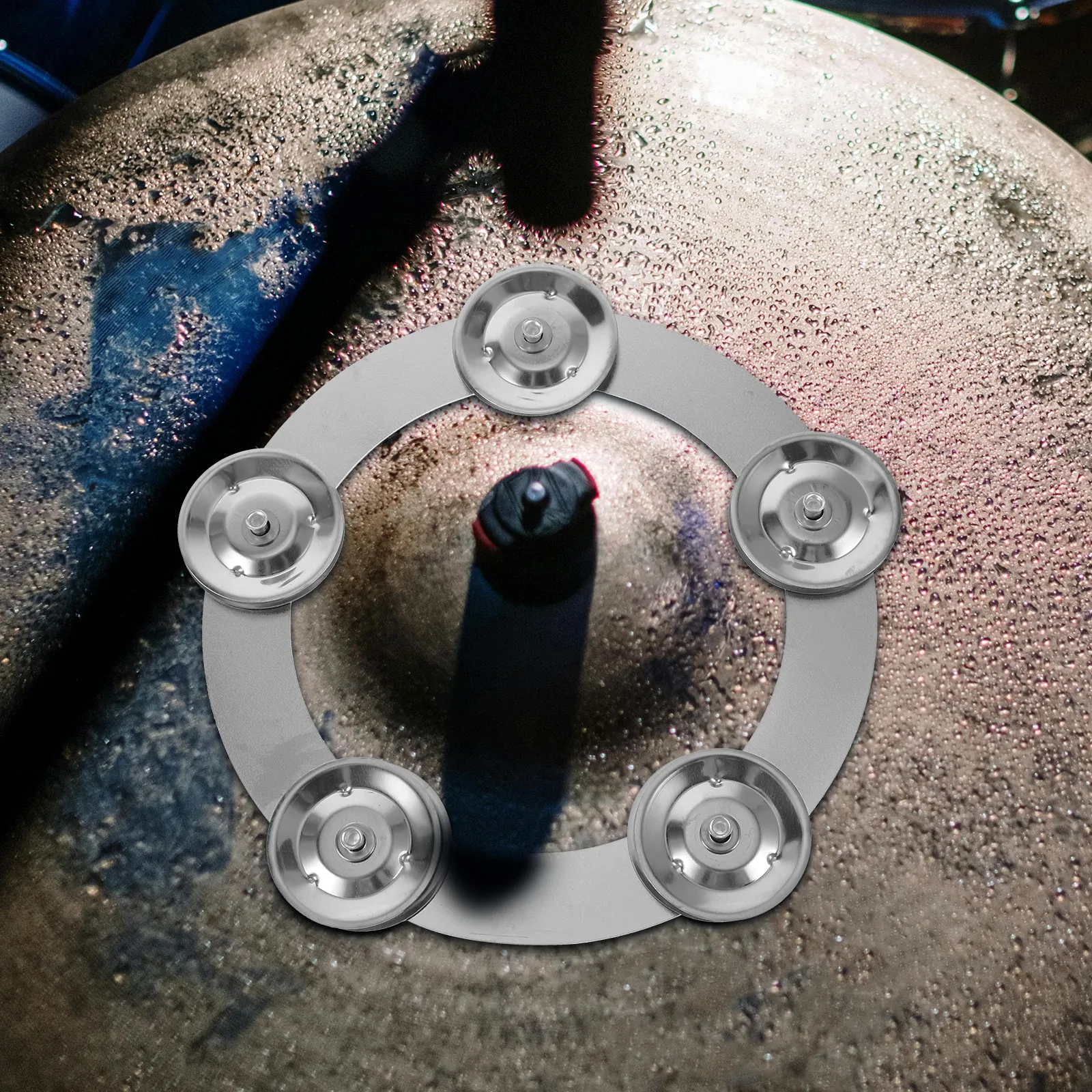 Drum Set Cymbal Attachment Metal Tambourine Ring Hi Hat Crash Effect Versatile Practice Performance Jazz Drum Kit Accessory