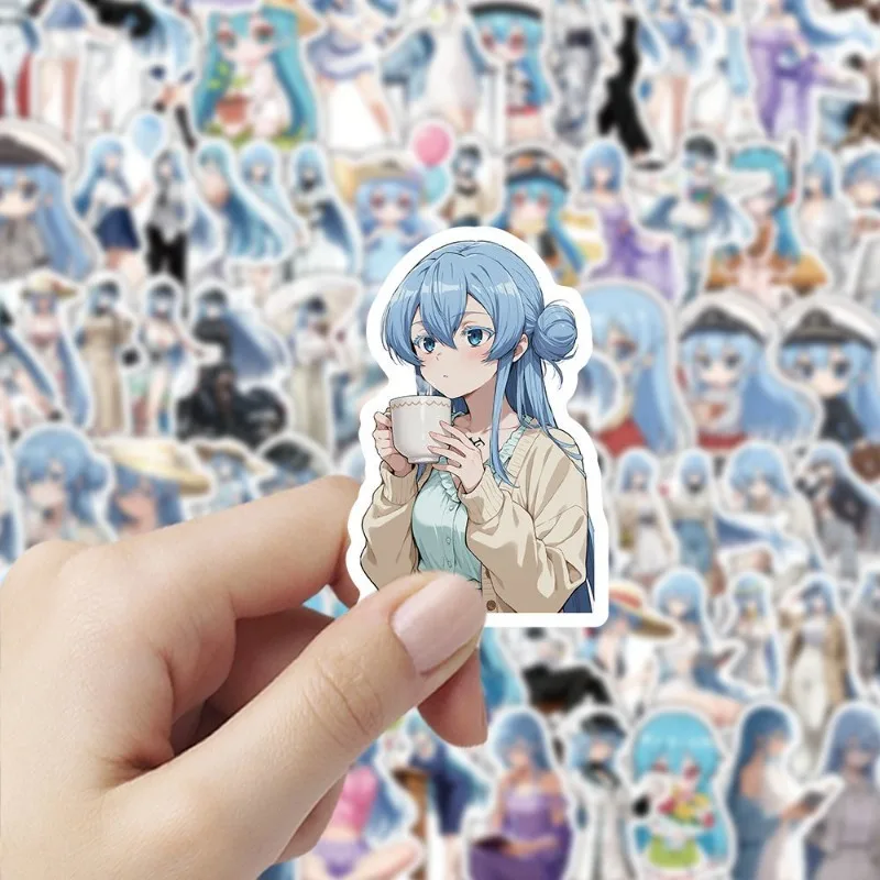 100 SZTUK Kreskówkowych Naklejek Dekoracyjnych z Postaciami z Anime Esdeath, Kreatywne Graffiti