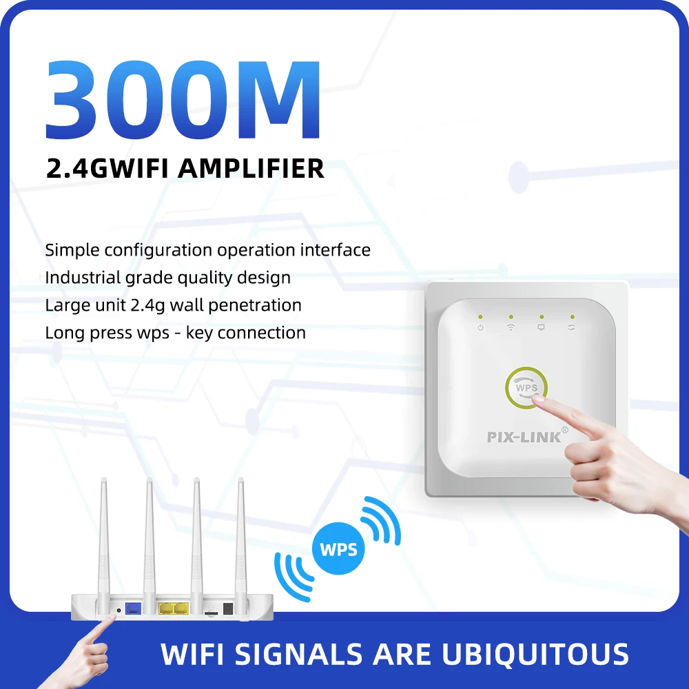 Pix-link wr23 wifi repeater 300m wifi drahtloser internet range extender signal verstärker für zu hause mit ap-modus