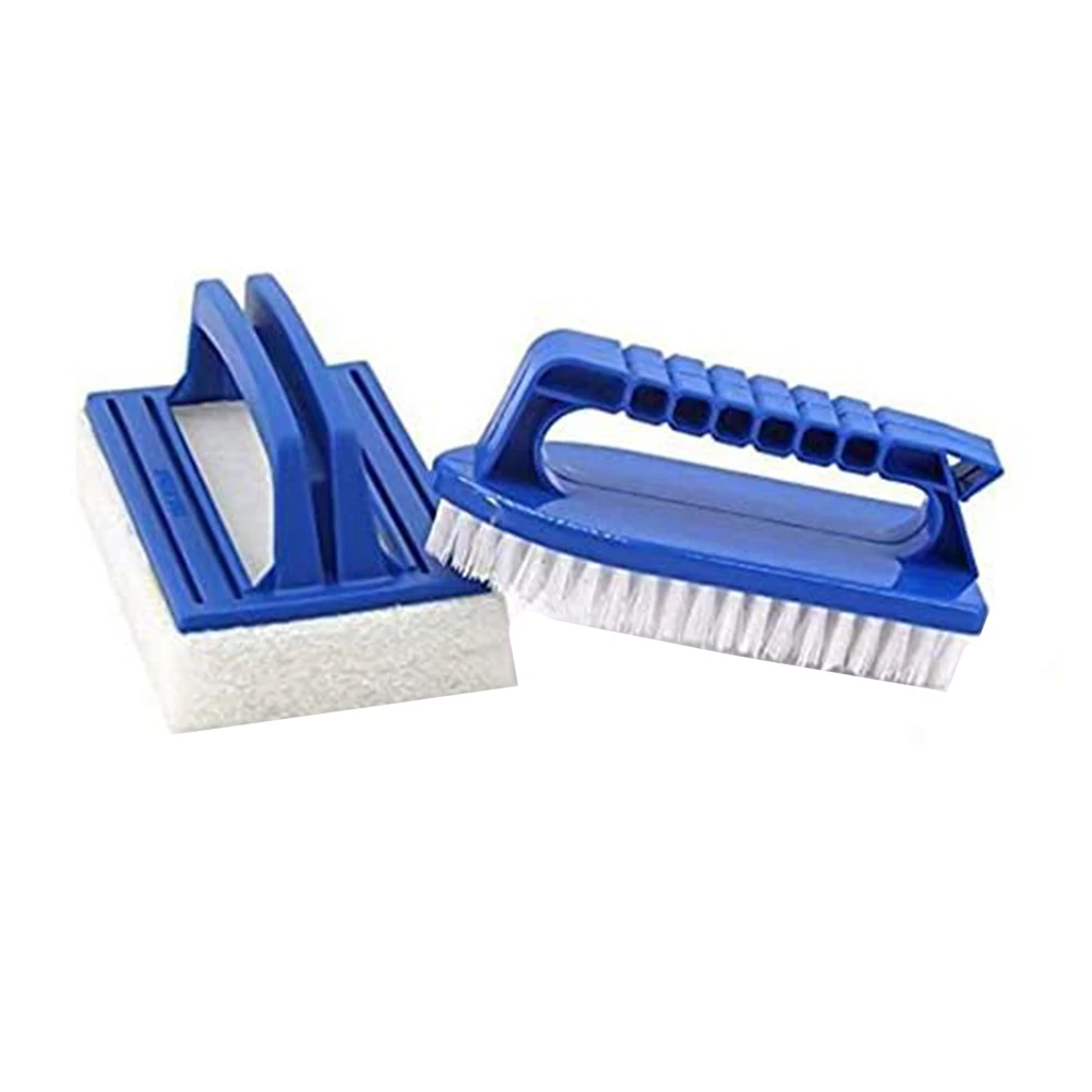 Swimming Pool Accessory Kit Featuring 57 Inch Scrub Brush and Multi Angle Sponge Pad for Spa Bath Tank and Marine Use