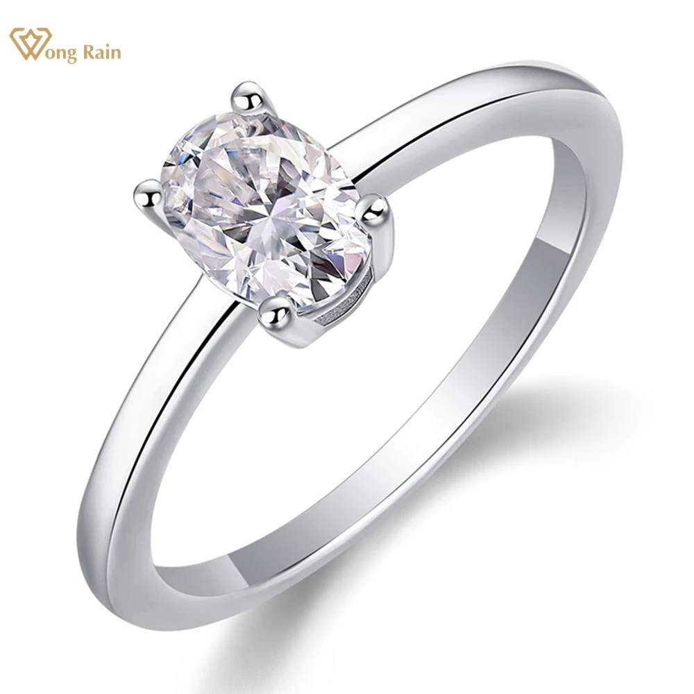 

Wong Rain 100% 925 Sterling Silver 3EX VVS1 D Color 5*7MM 1CT Oval Cut Real Moissanite Diamond Wedding Engagement Ring Jewelry