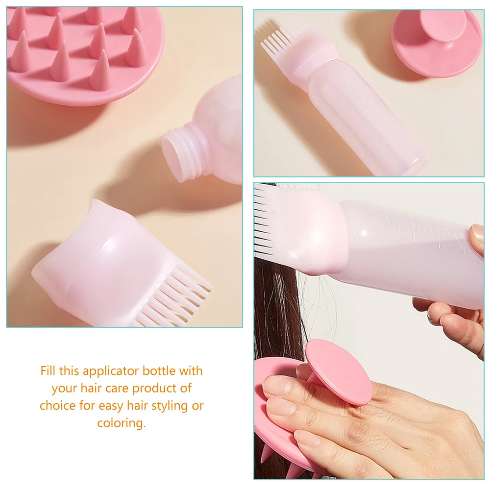 2Sets Root Comb Applicator Bottles Hair Coloring and Oiling Easy Squeeze Hair Care Tool for Even Distribution Comb Bottle