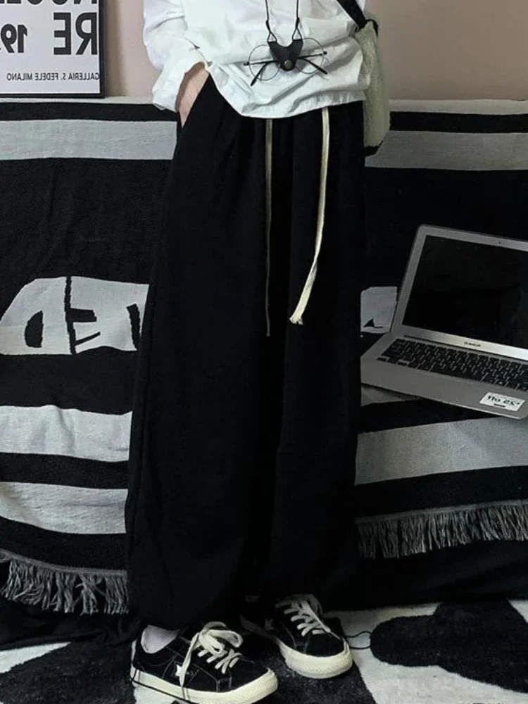 

Брюки S-4XL, женские свободные спортивные брюки с высокой талией, уличная одежда в американском стиле, шикарные индивидуальные шаровары, модные весенние повседневные шаровары на шнурке