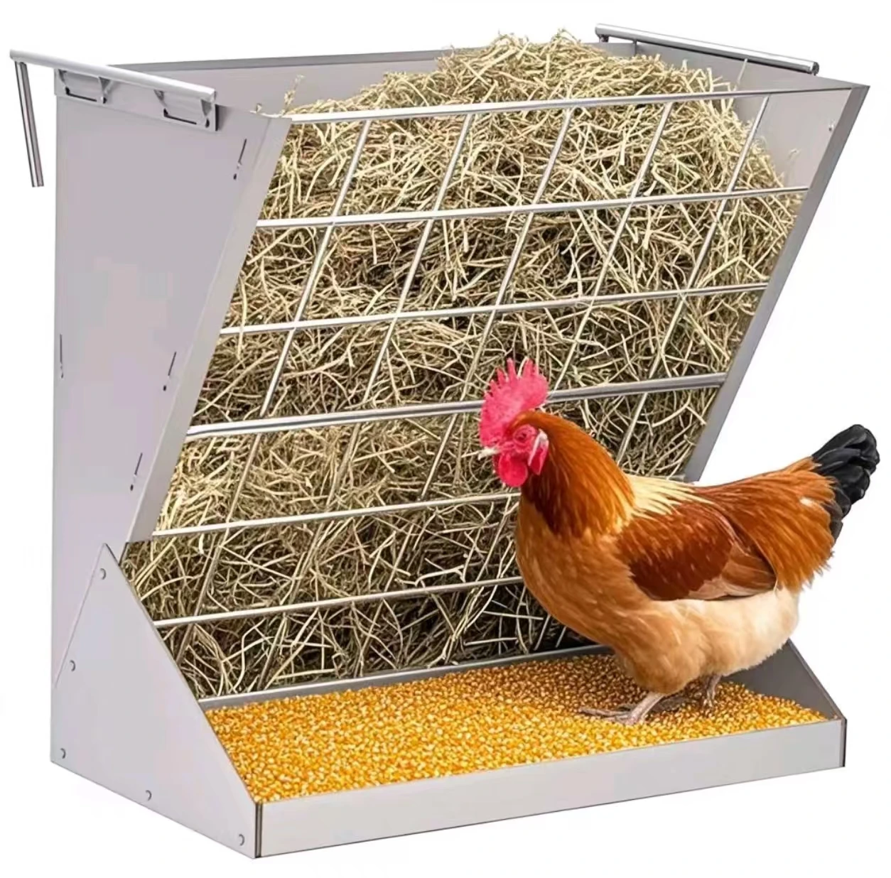 

Heavy-Duty Galvanized Metal Hay Feeder Adjustable Distance Livestock Hay Grain Storage for Goats Sheep Horse