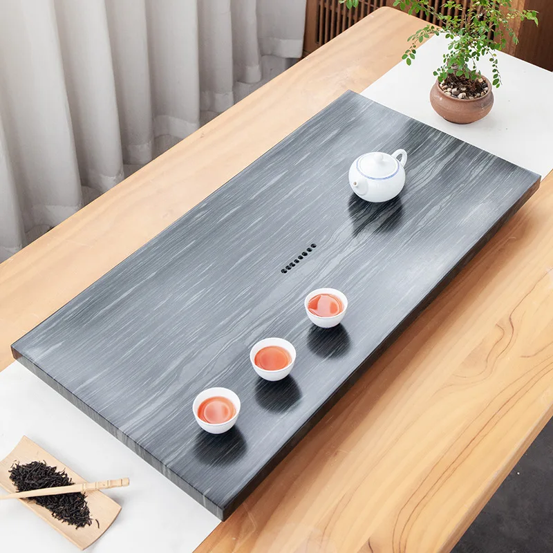 New Simple Luxury Green Stone Tea Tray Huangtingyu Stone Tea Stand with Drain Pipe Durable Home Gift