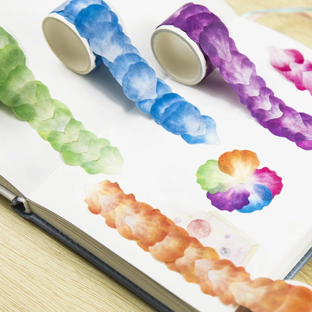 

4pcs 4 Rolls Petal Washi Tape Decorative Adhesive Paper For Diy Scrapbooking Craft Decoration Frame Wall Packaging Handicraft