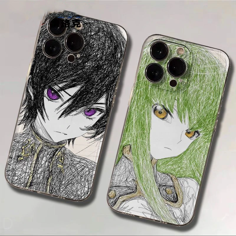 Luxus Comic Code Geass Handyhülle für iPhone 17 16e 16 15 14 13 12 11 Mini Air Pro Max X XR XSMax 7 8 Plus Soft Back Cover