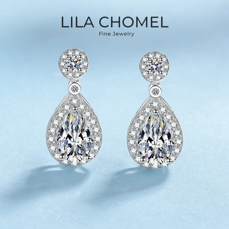 

Girl Valentine's Day 18K White Gold 1CT Moissanite Diamond Women Wedding Party PT950 Family New Year Gift Water Drop Earrings