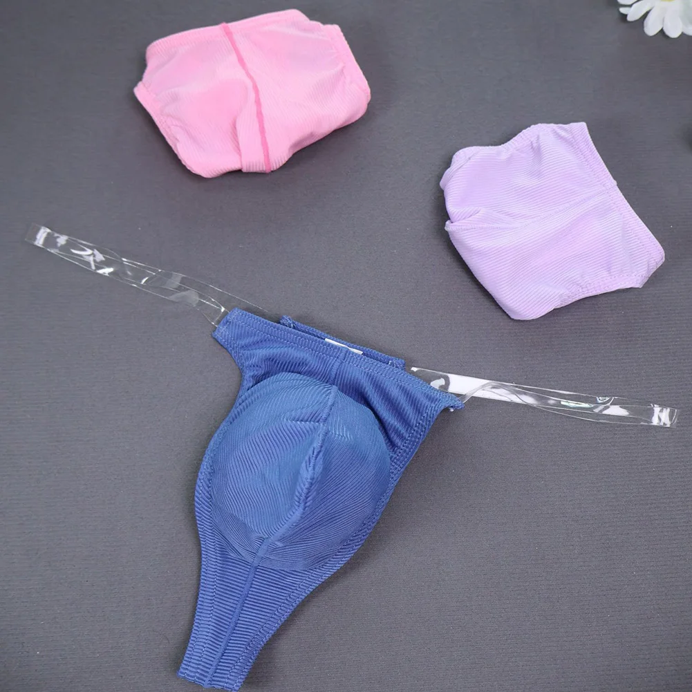 

Men Solid Transparent Thin Band Underwear Elastic Low Rise Thong Breathable Femboy Pouch Brief Lingerie Summer Men's Panties