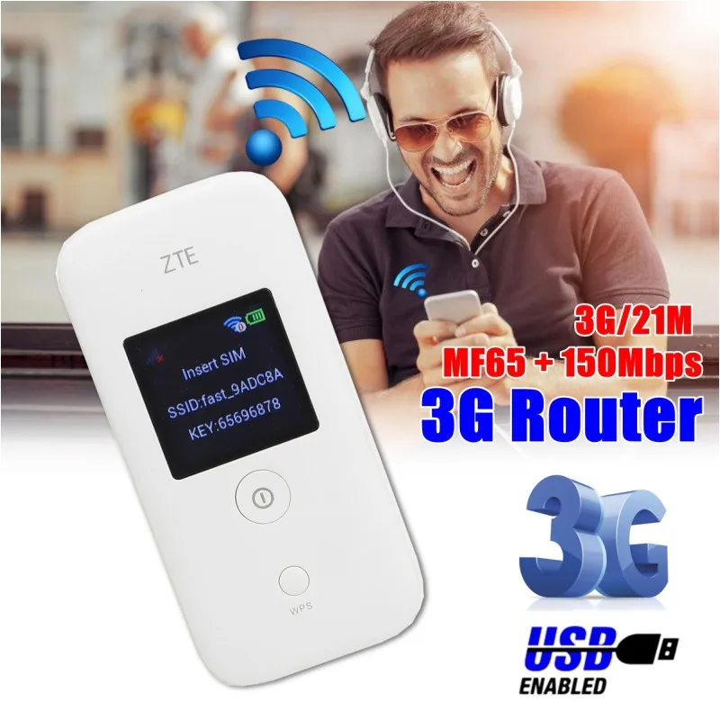 Hotspot Unlocked ZTE MF65+ Router Gsm Mobile 3G H+ Up to 5 Wifi 850/2100 (USA Latin Europe Asia) Mhz