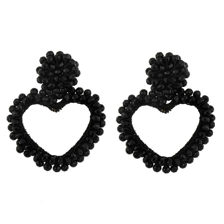 INKDEW Heart Shape Drop Earrings For Women Beads Handmade Threading Crystal Big Long Earrings Jewelry Gift EA078