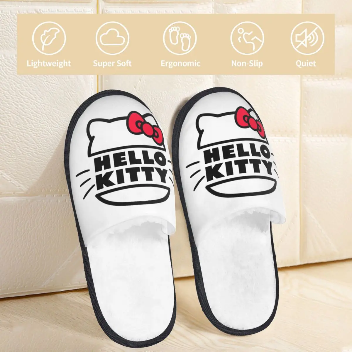 Winter Home Cotton Slippers Sanrio Hello Kitty Merch Household Fur Slides Slippers Living Room Cozy Non-skid Slides