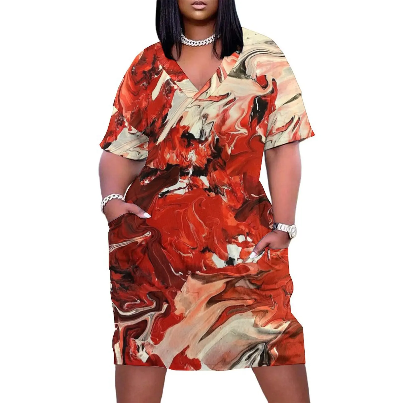 

Scattershot Tear Loose Pocket Dress Female dress evening dresses ladies