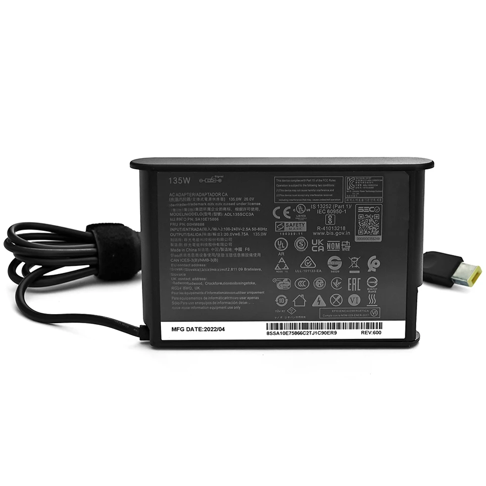 Imagem -03 - Laptop Adaptador 135w 20v 6.75a Usb c Carregador Notebook para Lenovo T440p Y5070 R720 Y700 T540p P51 P52 s5 Adl135nlc3a Fonte de Alimentação