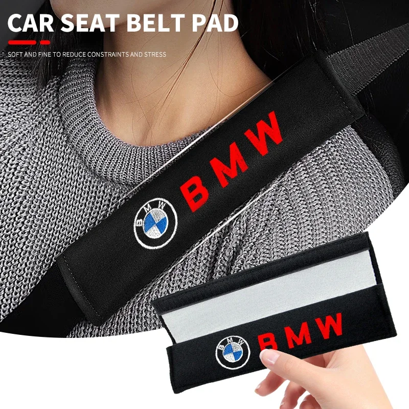 1/2pcs Car Interior Supplies Suede Fluff Seat Belt Cover Shoulder Neck Protection Pad for BMW X3 X5 X6 E90 E70 F30 Accessories