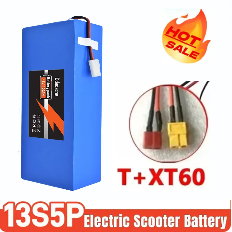 13S5P Batterijpakket 48V 100Ah 18650 Lithium Ingebouwde intelligente BMS voor 500-1000W elektrische machines + oplader