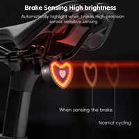 Smart Brake Sensing Bike Taillight Heart Shape Type-C Waterproof Cycling Rear Light Bicyle Accessories Bicycle Lights
