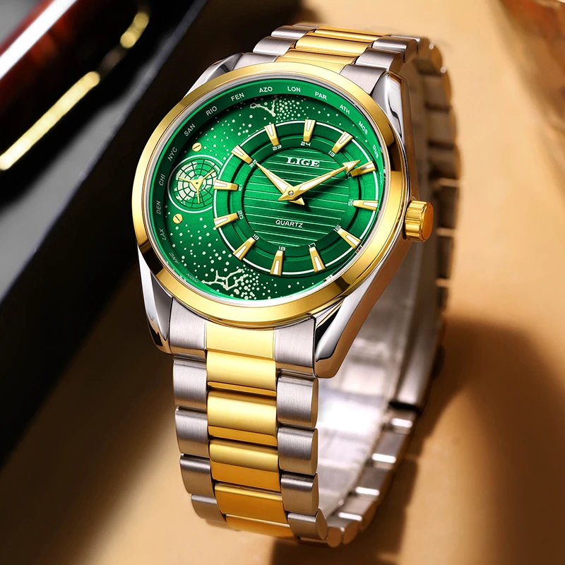 2026 LIGE العلامة التجارية الأعلى الساعات الفاخرة الرجال موضة عادية كوارتز ساعات المعصم 30 متر مقاوم للماء مضيئة الصلب ساعة رجالي Reloj Hombre #2