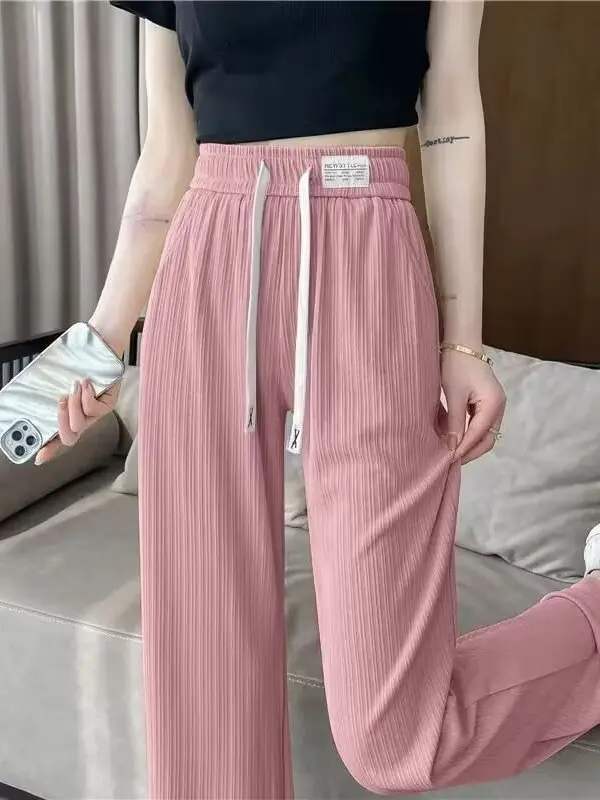 

Дышащие брюки от комаров с высокой талией, прямые, повседневные, легкие, летние, домашние, женские, тонкие, свободные леггинсы