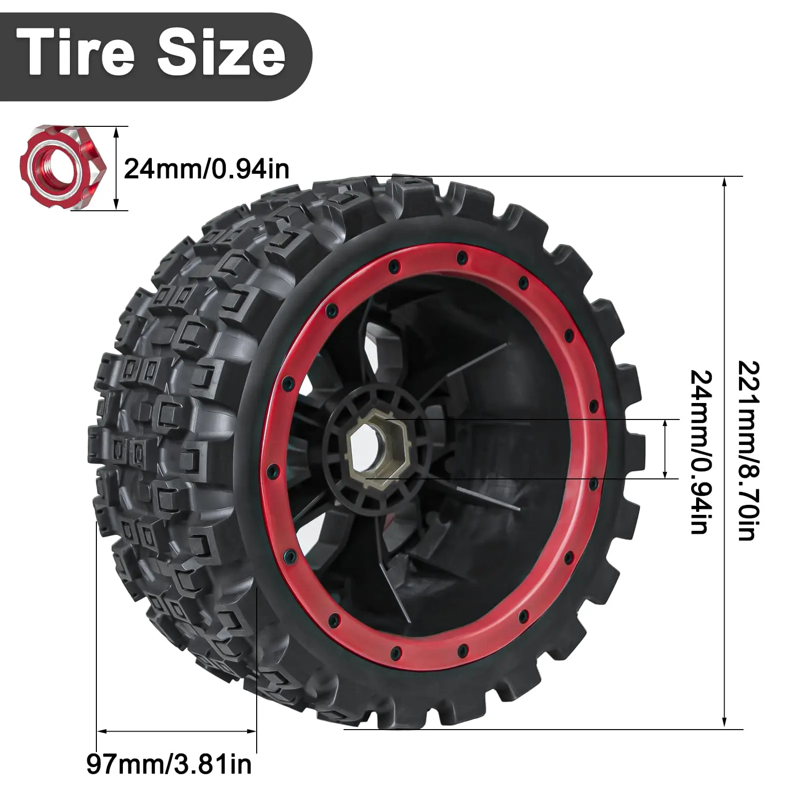 MX43 RC Truck Tires And Wheels Set for 1/5 Scale KRATON 8S EXB AVC 4X4 RTR Outcast X-MAXX 8S Pro-Line Rac Compatible