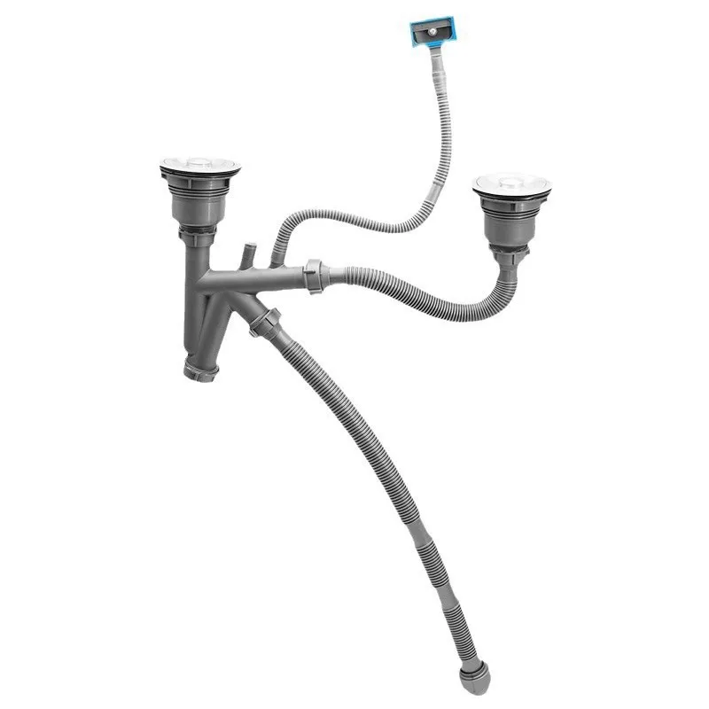 

Сливной механизм для кухонной мойки, универсальный для одинарных и двойных раковин, глубокая V-образная труба, антизапаховый, предотвращающий засоры, комплект аксессуаров для сливной трубы