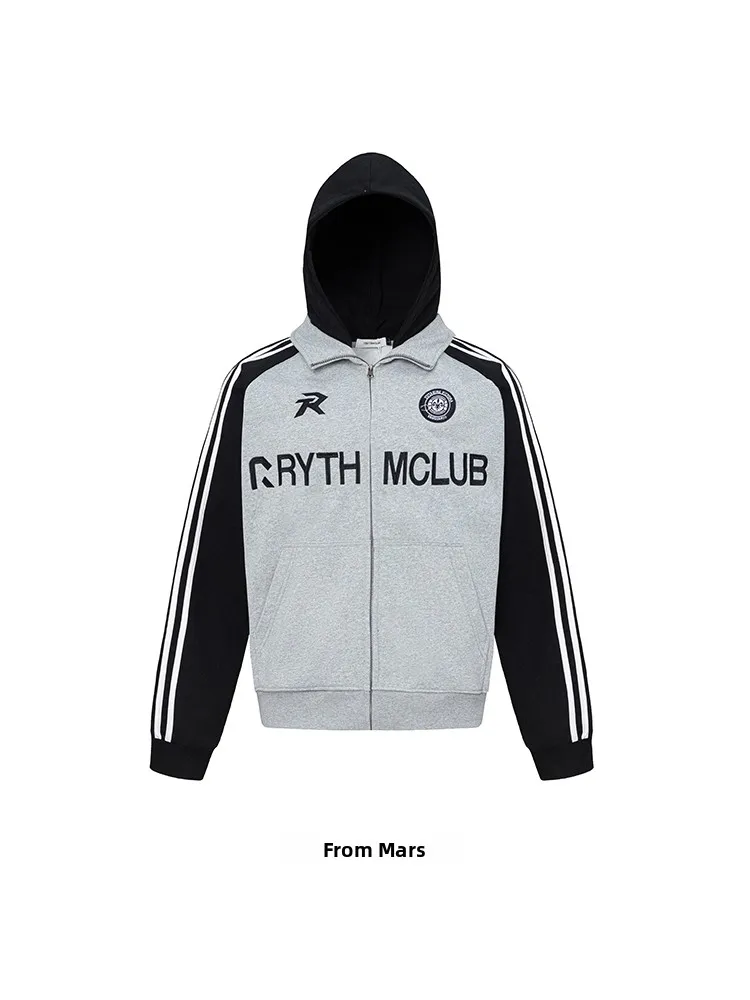 

High Street Trendy Letter Print Color Blo Loose Hoodie Jaet from Casual Youthful Autumn Winter Streetwear Sweatirt