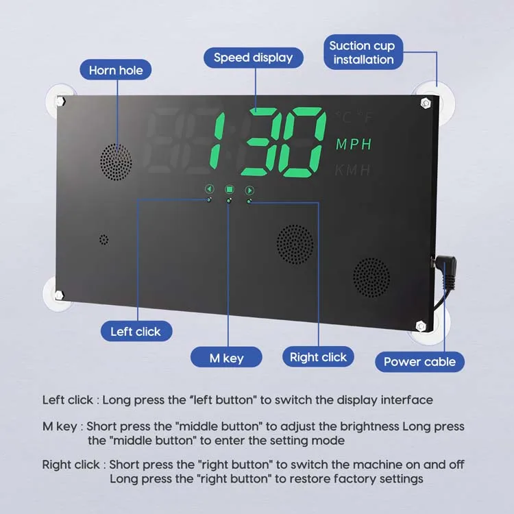 Tampilan kepala pabrik untuk semua kendaraan Speedometer kaca depan proyektor sistem peringatan kecepatan berlebih untuk model 3