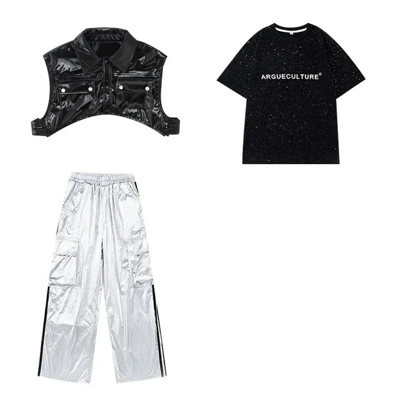 Meisjes Vest Street Dance Joggers Kinderen Mouwloze Jas Kind Punk Kostuum Jongens Hip Hop Lederen Motorvest Cargo Broek