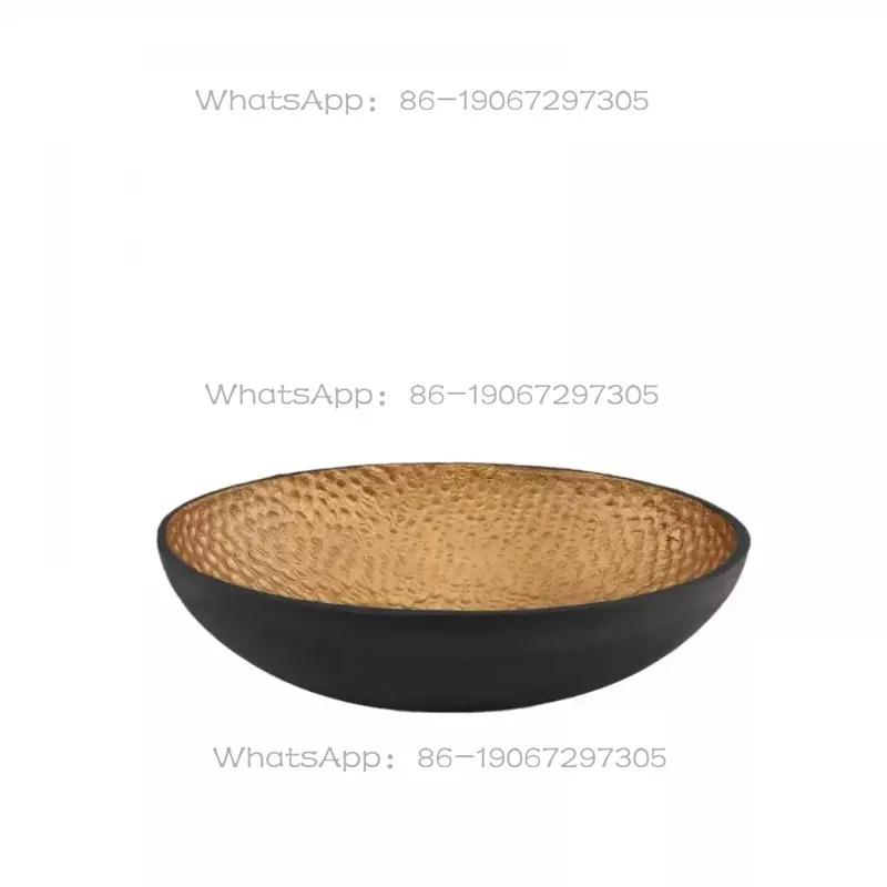 Modern Simple Metal Black Gold Fruit Plate Ornament Restaurant Kitchen Home Accessories