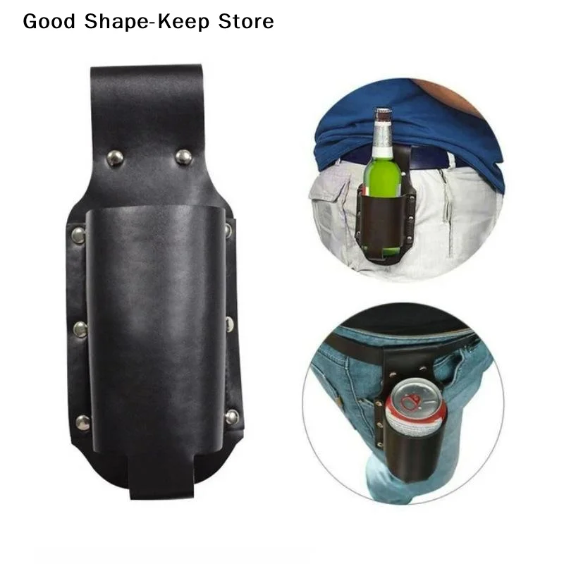 daily1Pcs Leather Beer Can Bottle Waist With Sturdy Construction And Easy Belt Attachment Perfect For Camping Hiking BBQ Parties