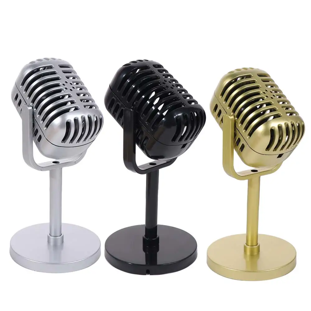 Classic Retro Microphone Props Miniature Vintage Simulation Microphone Plastic Dynamic Vocal Microphone Live Performance