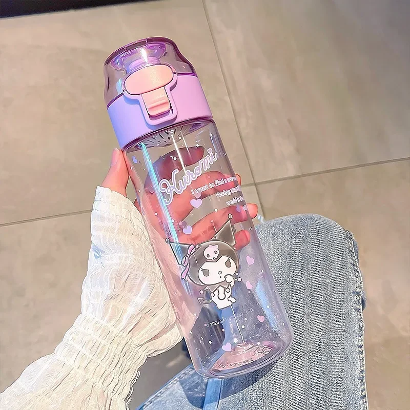 550ml Kawaii Sanrio Water Bottle Kuromi Cinnamoroll Cartoon Anime Glass Cup Sleeve Toys for Kids Kawaii Bottle Gift Water Cup