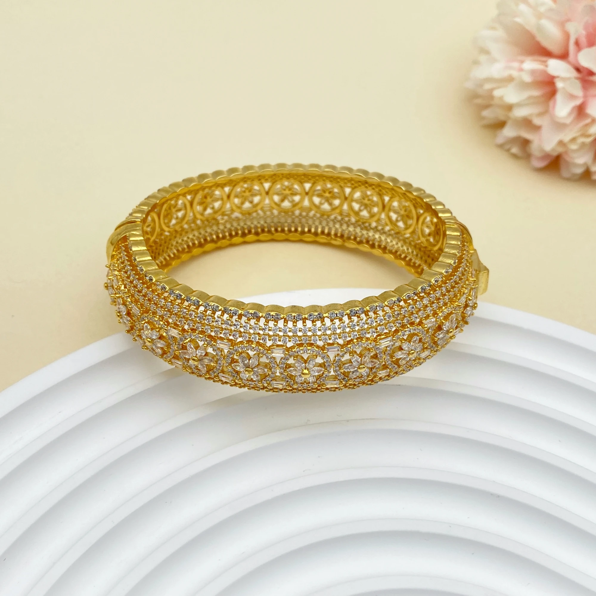 

Роскошный позолоченный браслет в Дубае и Африке - круглый браслет из циркона с гравировкой и подарок для женщин, вечерние, свадебные