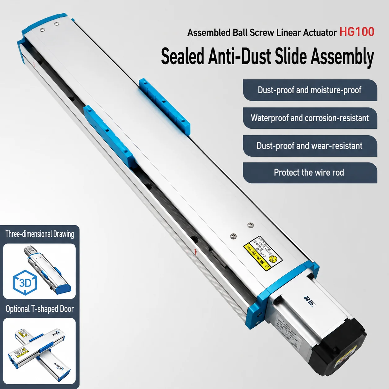 HG100 Sealed Dustproof Ball Screw Linear Module Slide Table Dual Linear Guides with 400W Servo Motor
